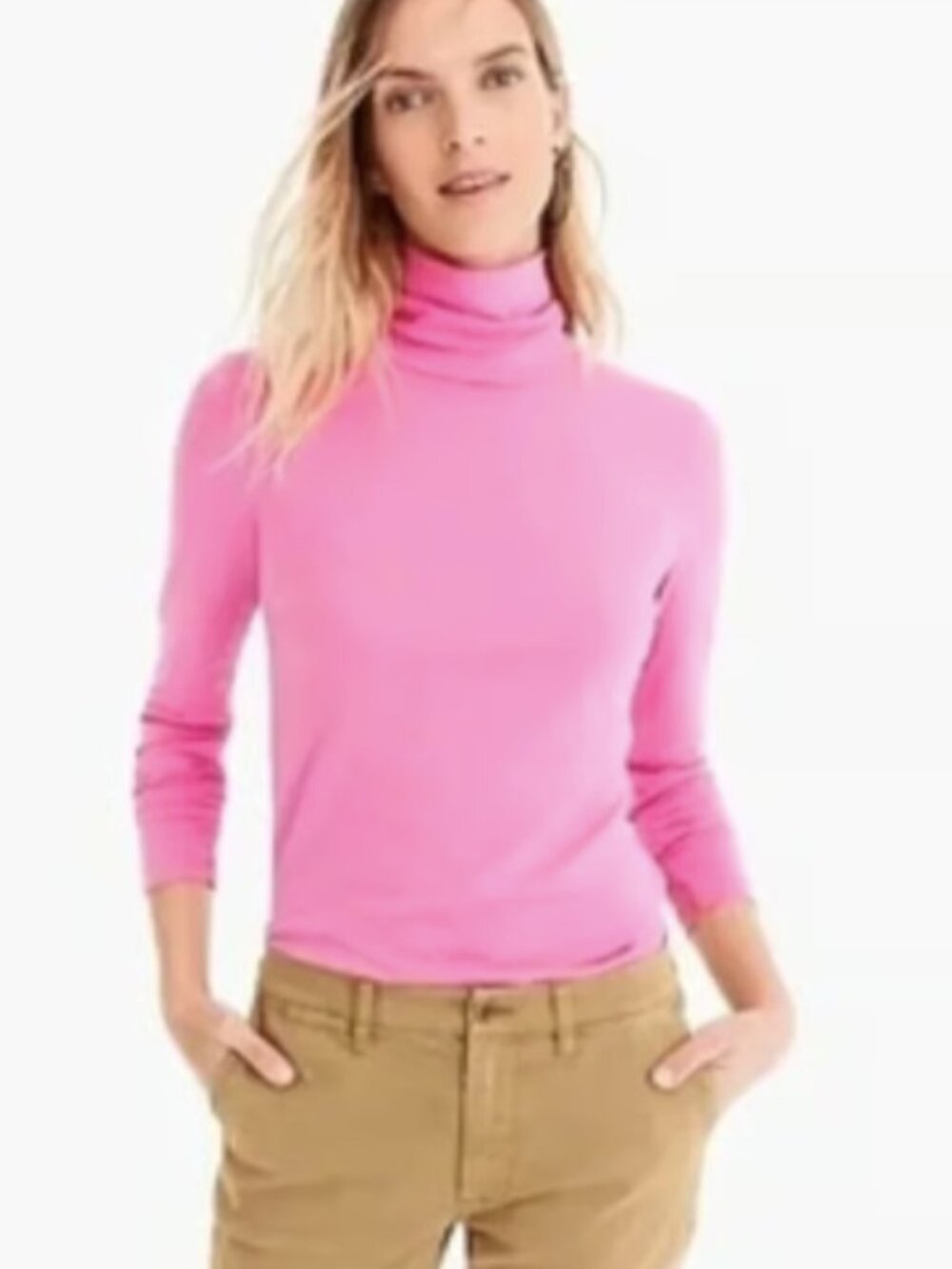 J.Crew Tissue Turtleneck in Neon Azalea Pink